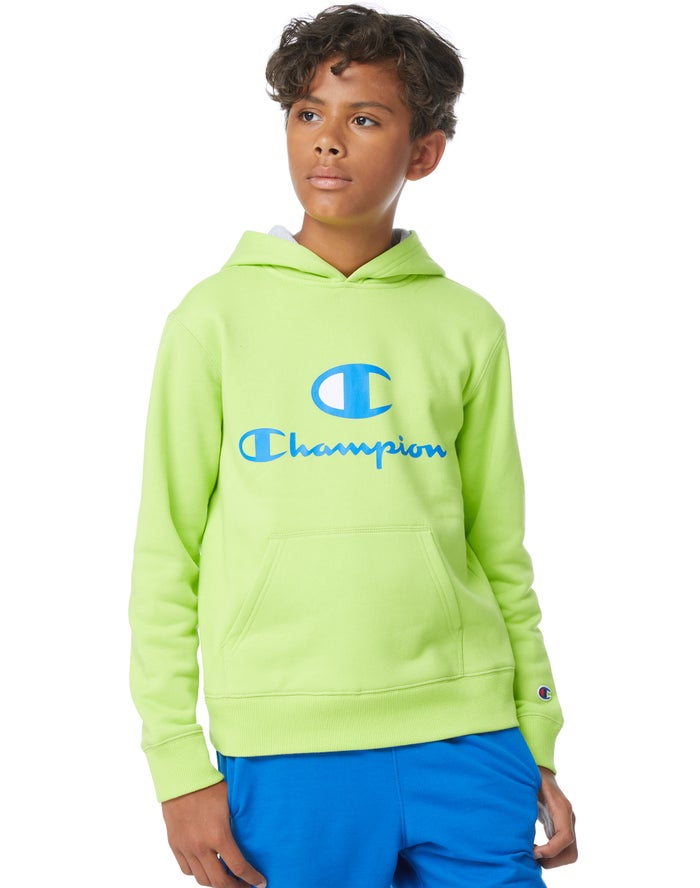 Champion Hoodie Jongens - Groen - Fleece C + Script Logos ( 956103-LEN )